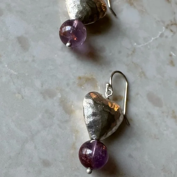 NWOT Sundance Gentle Heart Earrings, Melody Stone, Sterling Silver